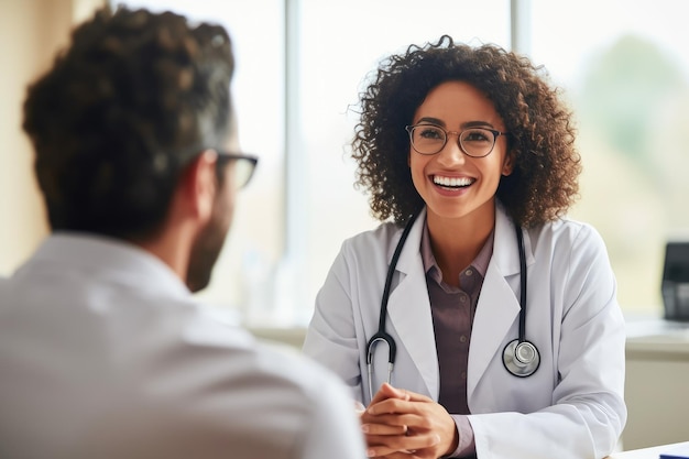 Una doctora realiza una consulta con un paciente en una clínica médica.