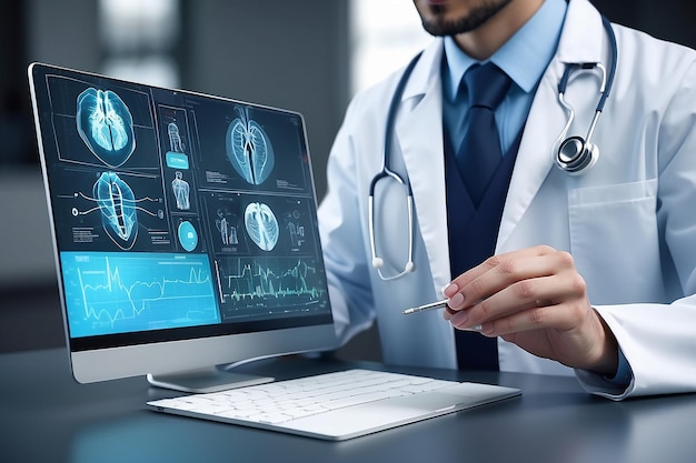 Foto doctors pulse concept de tecnologia médica em ecrã virtual