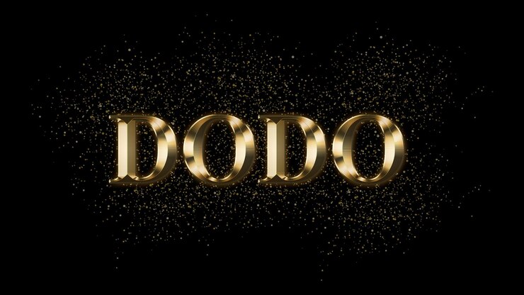 Foto dodo efecto de texto de oro texto de oro con chispas texto chapado en oro efecto de texto nombre de animal