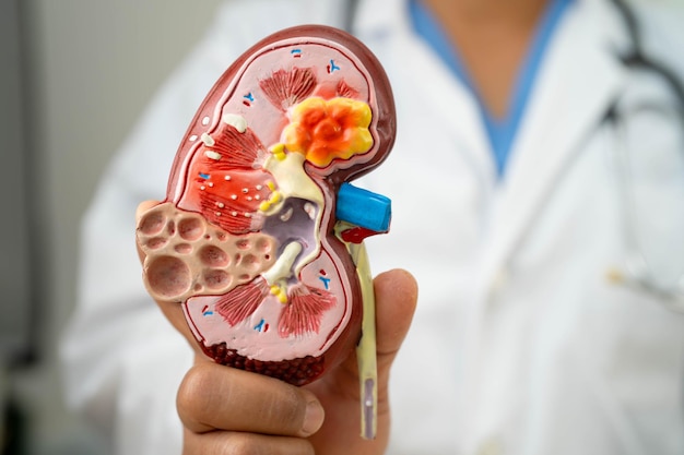 Doença renal doença renal crônica ckd Doutor segurar modelo humano para tratar e estudar no hospital