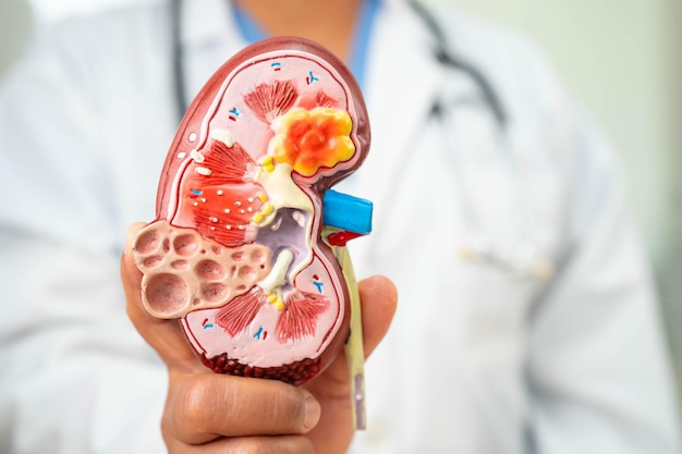 Doença renal doença renal crônica ckd Doutor segurar modelo humano para tratar e estudar no hospital