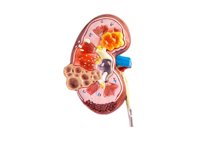 Foto doença renal doença renal crônica modelo ckd para estudo isolado em fundo branco com traçado de recorte