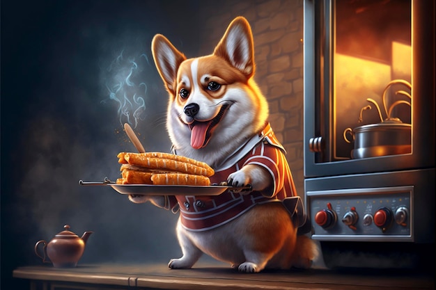 Dog chef cozinha na cozinha Criado com tecnologia generativa de IA