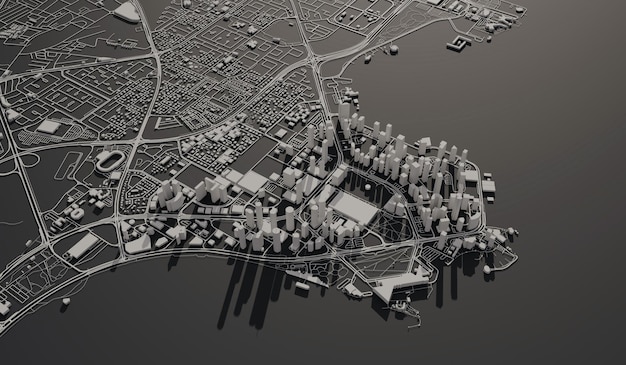 Doha Qatar mapa de la ciudad vista aérea diseño mínimo 3D Rendering