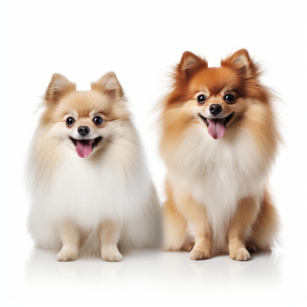 Dois adoráveis pequenos companheiros caninos posando juntos em perfeita harmonia