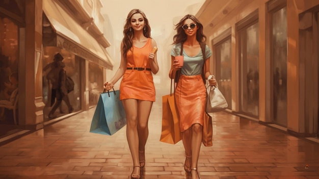 Dois amigos indo às compras