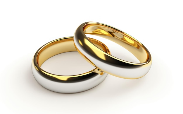Dois anéis de casamento entrelaçados simbolizando o amor e o casamento