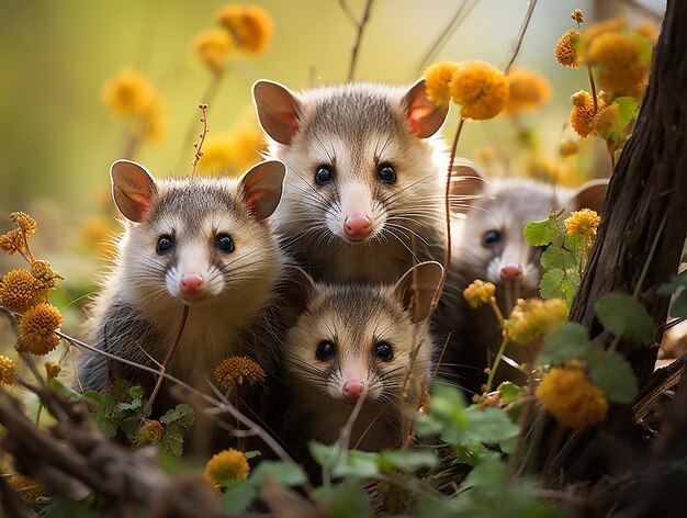 Foto dois animais estão sentados na floresta, um dos quais tem um rosto listrado.