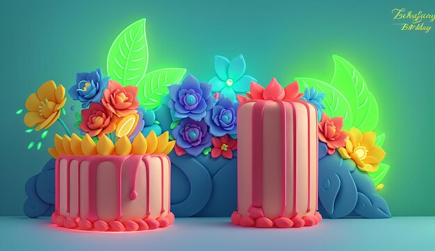 Dois bolos com flores.