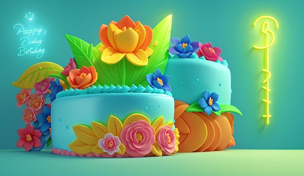 Foto dois bolos com flores.