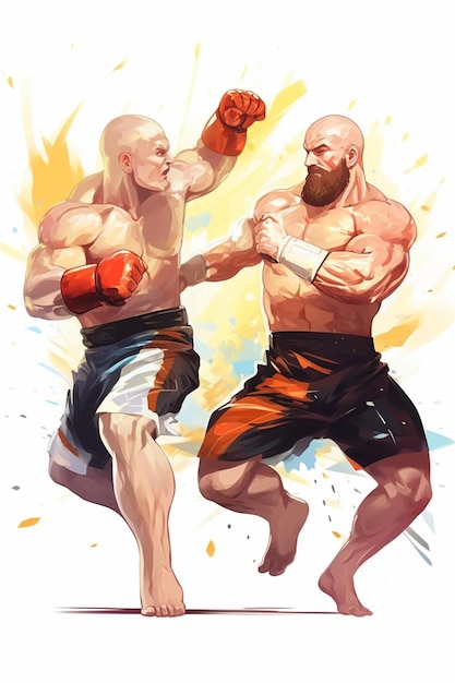 Foto dois boxeadores a lutar num cartaz que diz boxe