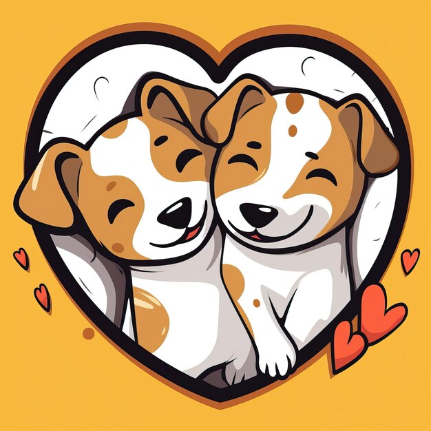 Foto dois cães felizes no coração
