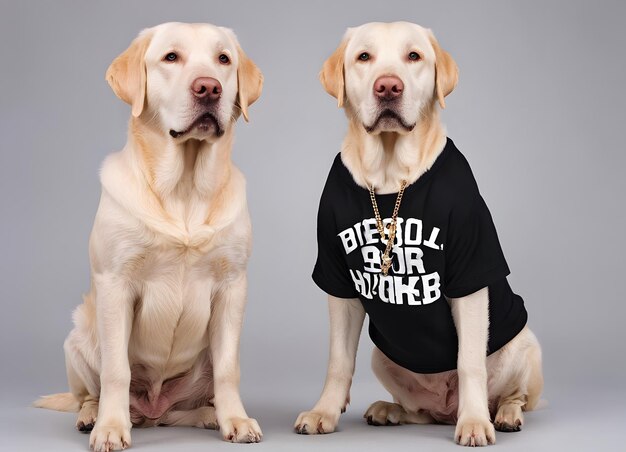 Dois cães Labrador Retriever em fotografia de moda