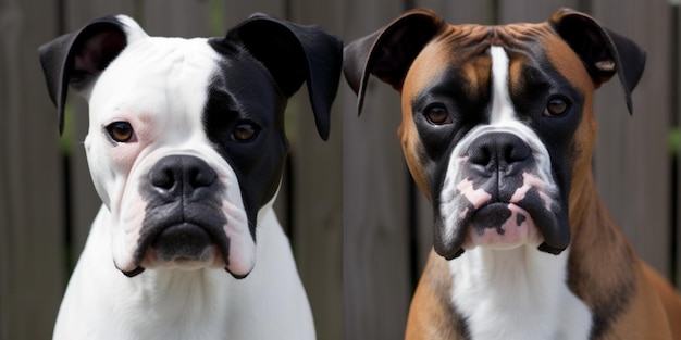 Dois cães lado a lado, um dos quais é um boxer.