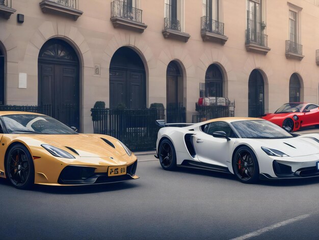 Dois carros desportivos na rua foram gerados