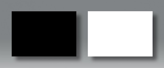 Dois cartazes horizontais (preto e branco) sobre um fundo escuro. Mockup de 2 quadros para mostrar seu trabalho