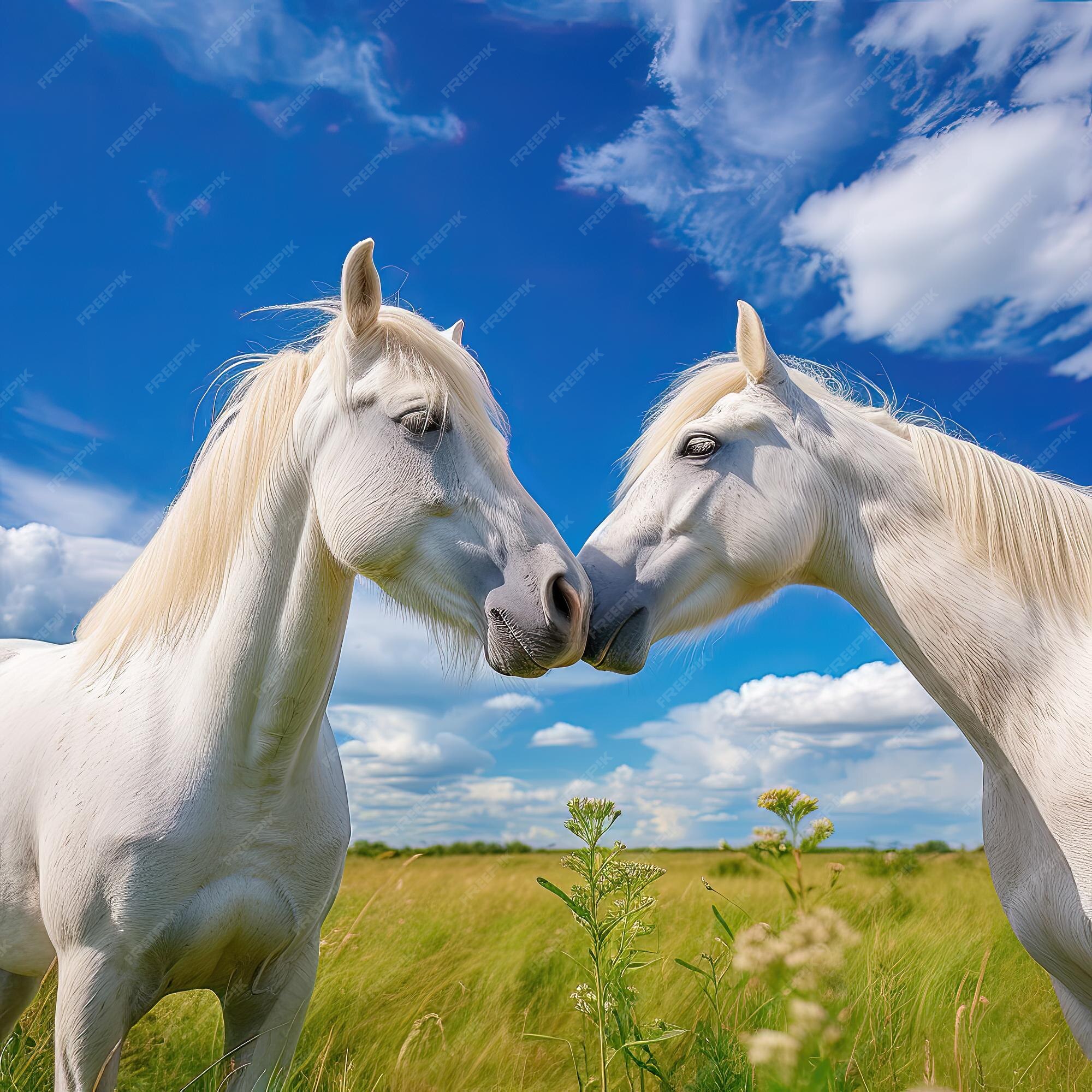 14027 - DIVERSOS - ANIMAIS - Dois Cavalos de frente - CAVALO - 41x29 cm.