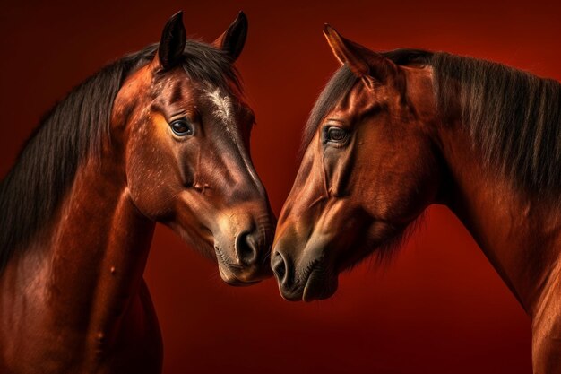 14027 - DIVERSOS - ANIMAIS - Dois Cavalos de frente - CAVALO - 41x29 cm.