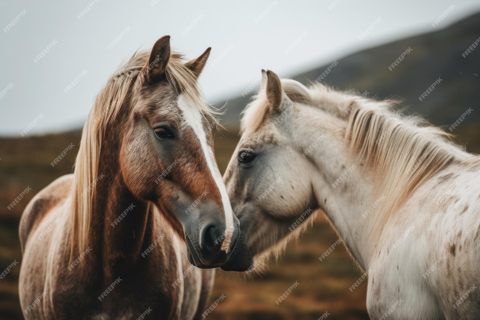 Dois Cavalos Selvagens Abraçando Pulando Área Mccullough Peaks