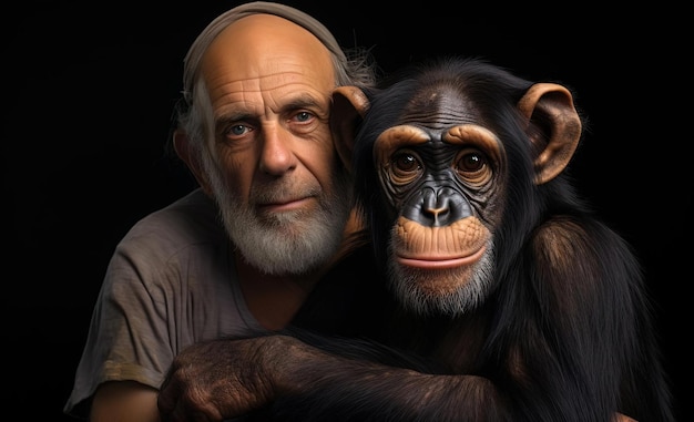 Foto dois chimpanzés em um fundo preto