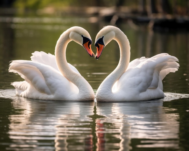 Dois cisnes nadando na água