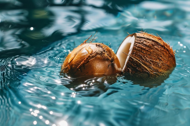 Dois cocos flutuando na água