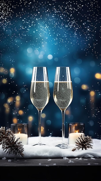 Dois copos de champanhe para o Ano Novo.