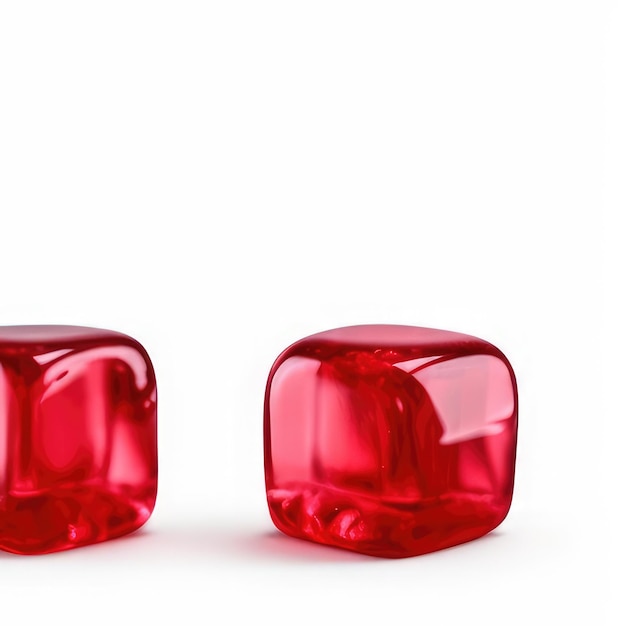 Foto dois cubos de doces vermelhos, um dos quais é feito pela empresa.