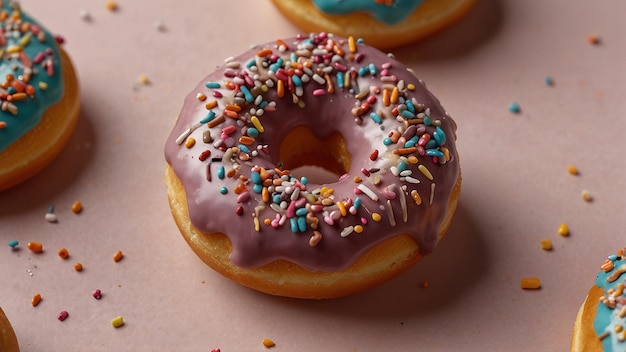 Foto dois donuts com salpicaduras e um tem um buraco no meio