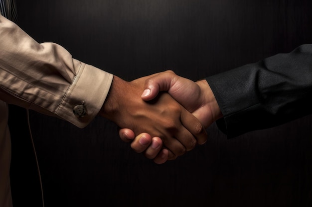 Dois empresários apertando as mãos em acordo Generative AI