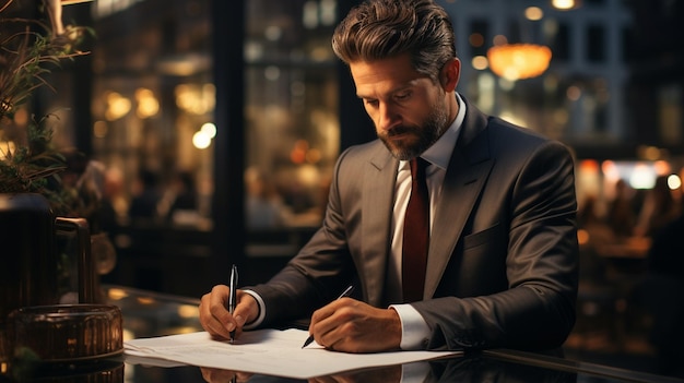 Foto dois empresários fecham um contrato por ia generativa