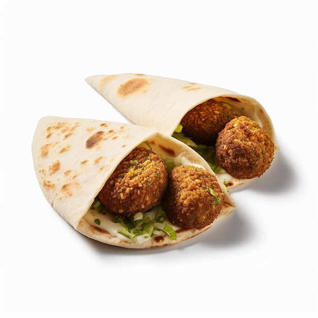 Dois enrolamentos de falafel com molho tahini