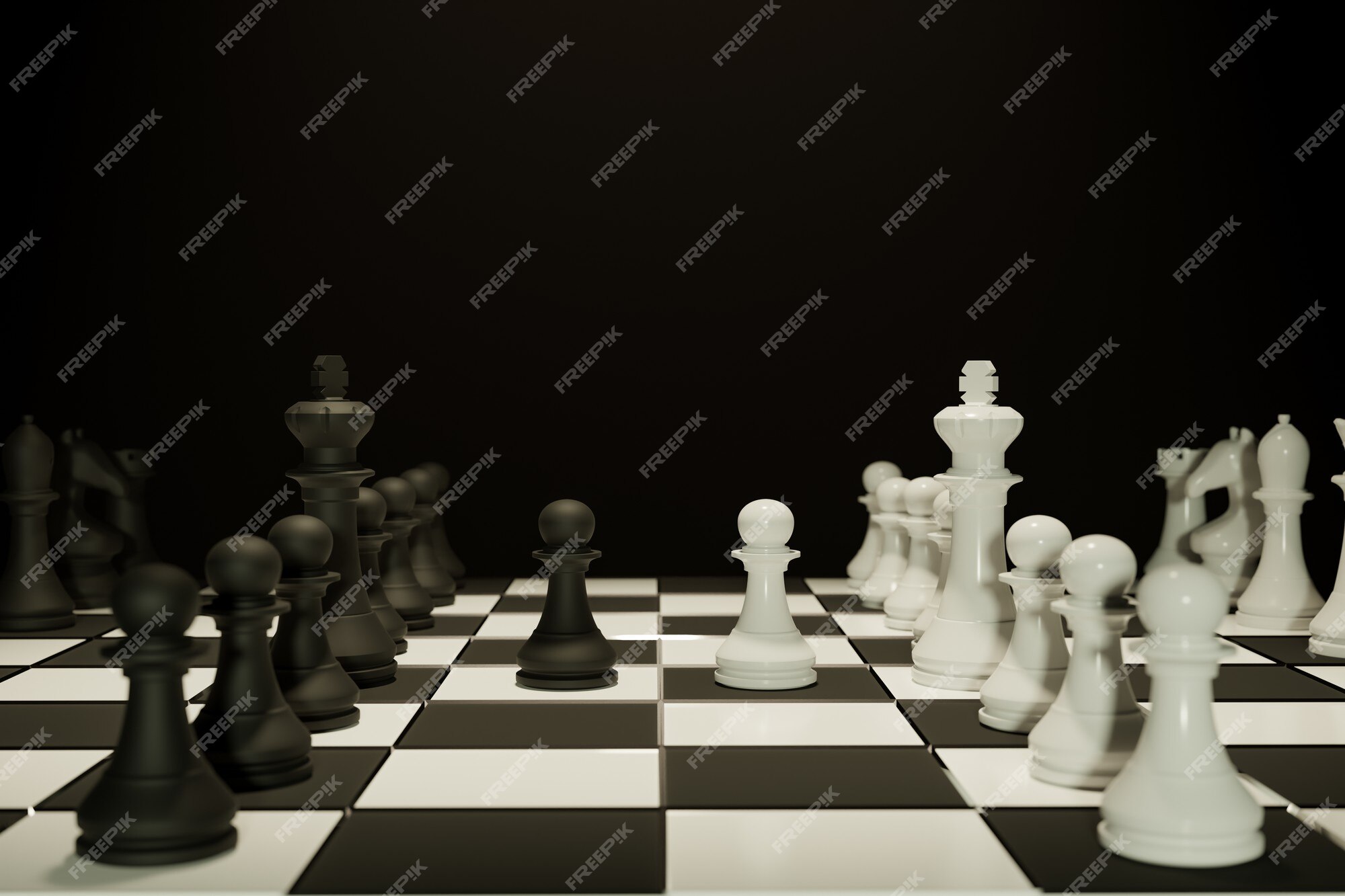 figuras de desenho de uma linha única de xadrez de madeira no tabuleiro de  xadrez. rei