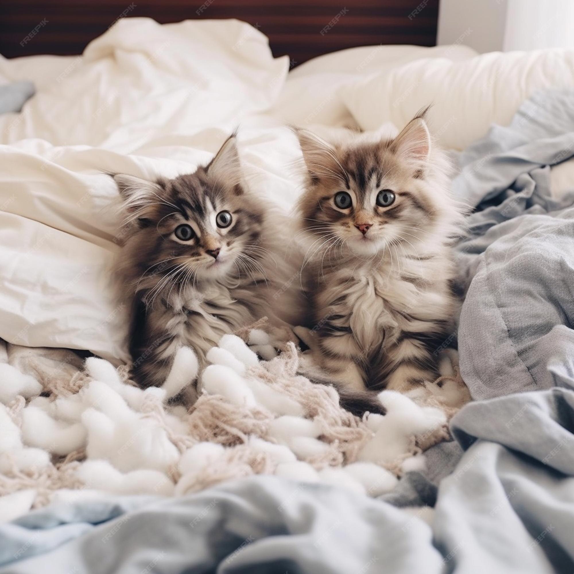 Dois Gatinhos De Jogo Do Gato De Maine Coon Que Sentam-se Acima, Um Nas  Patas Traseiros, Outra Com a Uma Pata No Ar E Colando a L Imagem de Stock -  Imagem