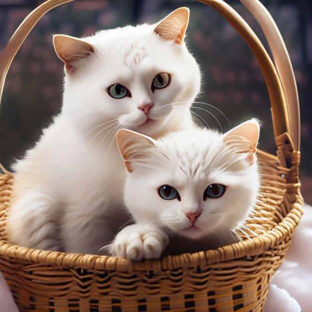 Foto dois gatinhos ruivos na cesta na vista aérea da porta