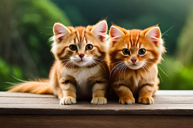 dois gatinhos sentados em uma superfície de madeira com as palavras "a palavra" à esquerda.