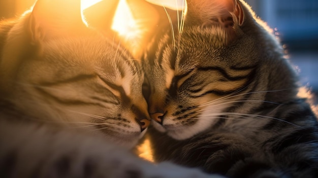 Dois gatos se amam gatos se beijam Generative AI