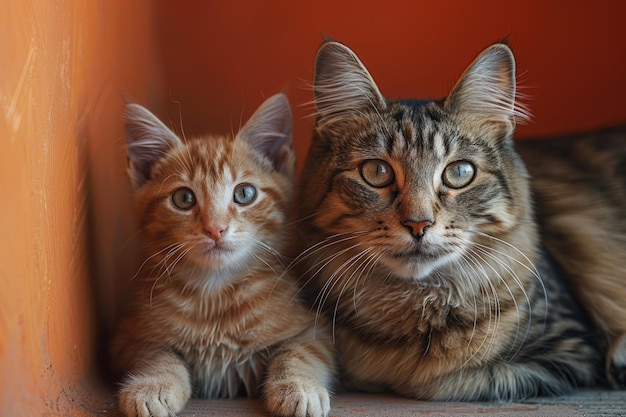 Dois gatos sentados juntos