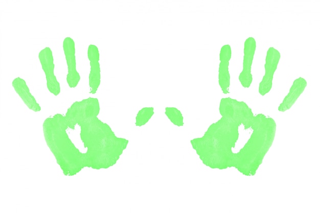 Foto dois handprints simétricos verdes