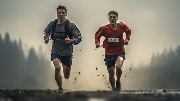 Dois homens a correr.