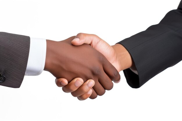Foto dois homens de negócios apertando a mão em fundo branco