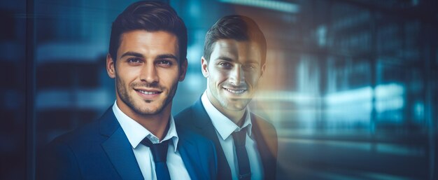 Foto dois homens de roupa formal em espaço de escritório pessoas de negócios