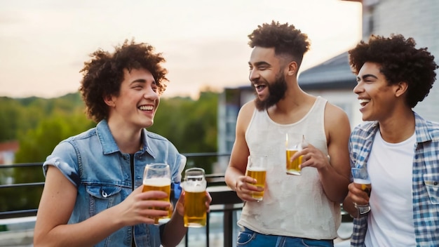 Dois homens estão a beber cerveja e um deles tem barba.