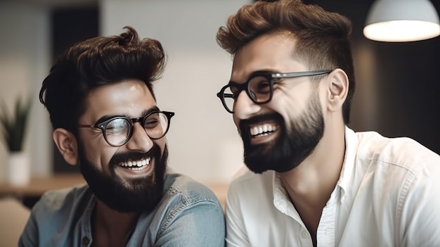 Dois homens gays sorrindo elegantemente Generative AI