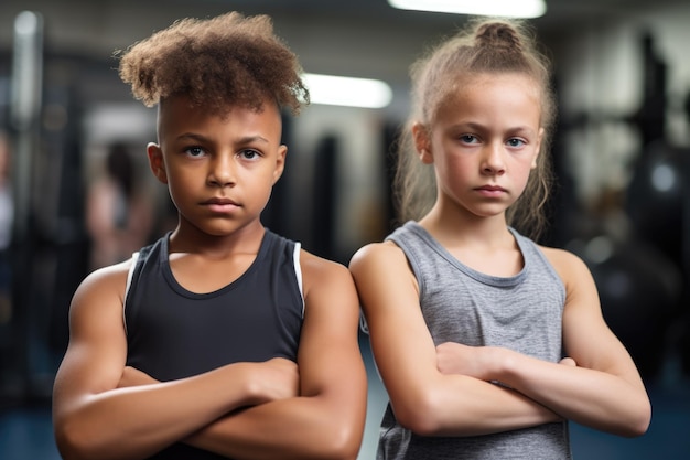 Dois jovens atletas em roupas de treino parecendo focados e determinados criados com IA generativa