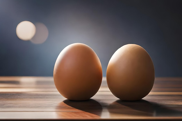 Dois ovos em uma mesa com fundo escuro