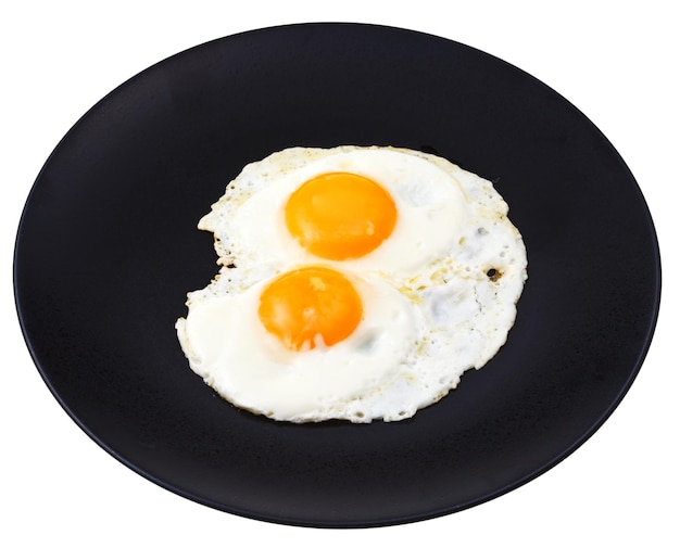 Foto dois ovos fritos na placa preta cerâmica