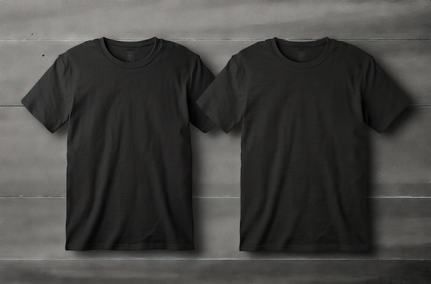 Dois pares de modelos de camisetas pretas frente e verso gerados por IA