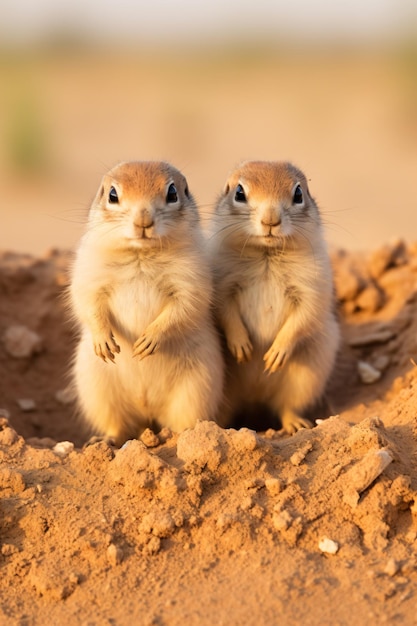 dois pequenos animais sentados na terra