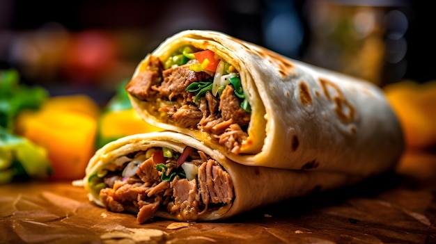 Dois shawarma wraps sobre uma mesa